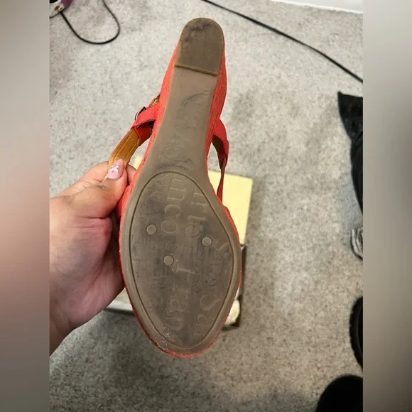 Franco Sarto red wedge sandals strappy - Picture 6 of 6